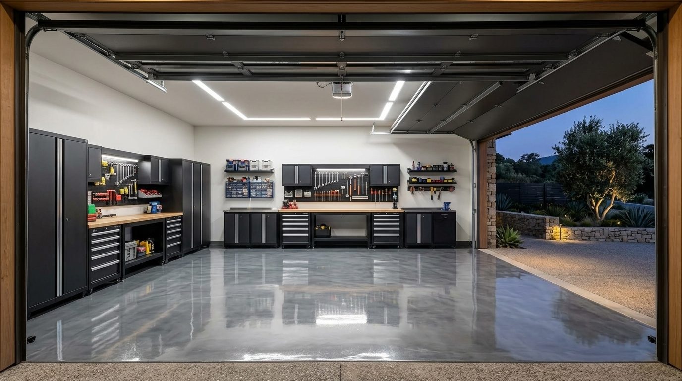 Beth Abbasi Garage Door Seal Pros Interior View of Custom Garage Door Overhead and Workshop